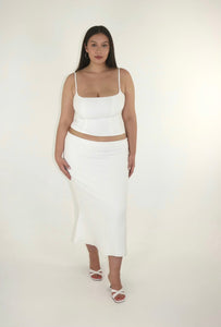 Skirt & Corset Tank Set in True White