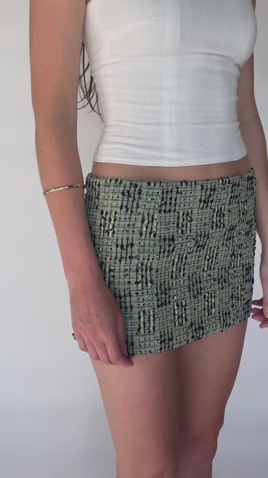 Silk Tweed Mini Skirt